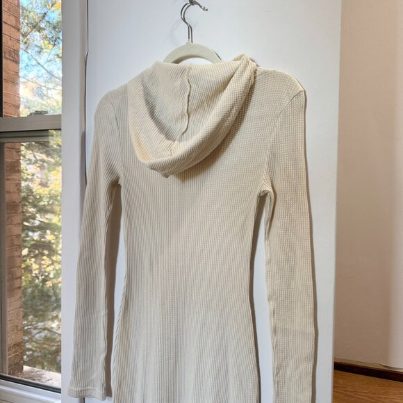 Free People Thermal Hooded Funnel Neck Midi Dress Cream Small - Picture 9 of 11